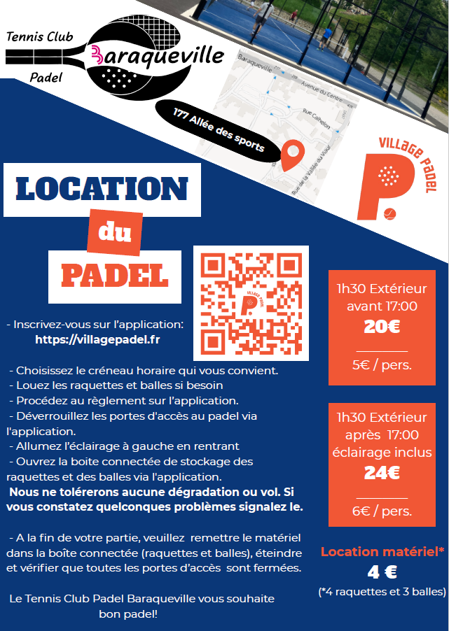 Location Horaire Padel